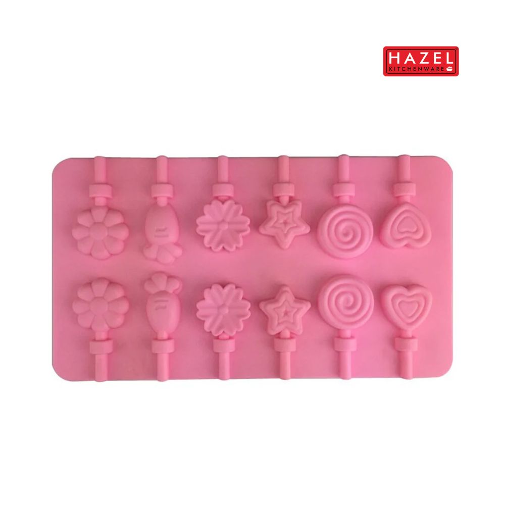 HAZEL Silicone Lollipop Mould | Non-Stick Candy & Chocolate Stick Mold for Kids Party Treats | Oven, Microwave & Freezer Safe | Pack of 2, Pink