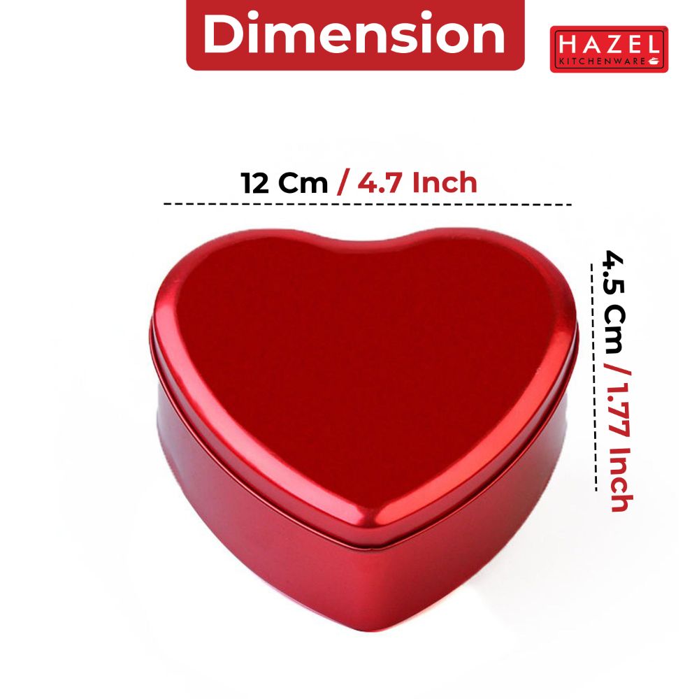 HAZEL Tin Valentine Heart Containers | Red Heart-Shaped Gift Box for Chocolates, Candies & Return Gifts