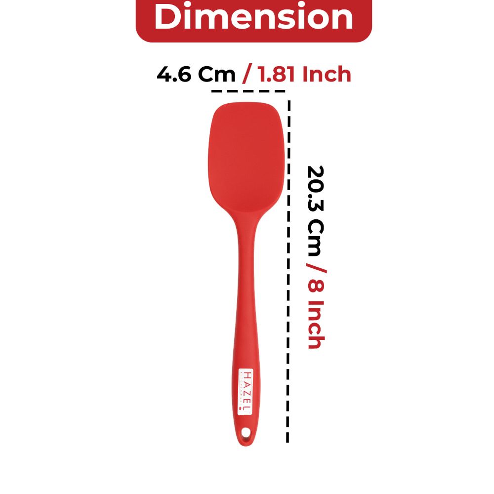 HAZEL Silicone Spoonula 8 inch (Red) | Heat Resistant Flexible Spatula Spoon for Mixing, Scraping & Serving | Non-Stick, Durable & Easy to Clean Baking Tool
