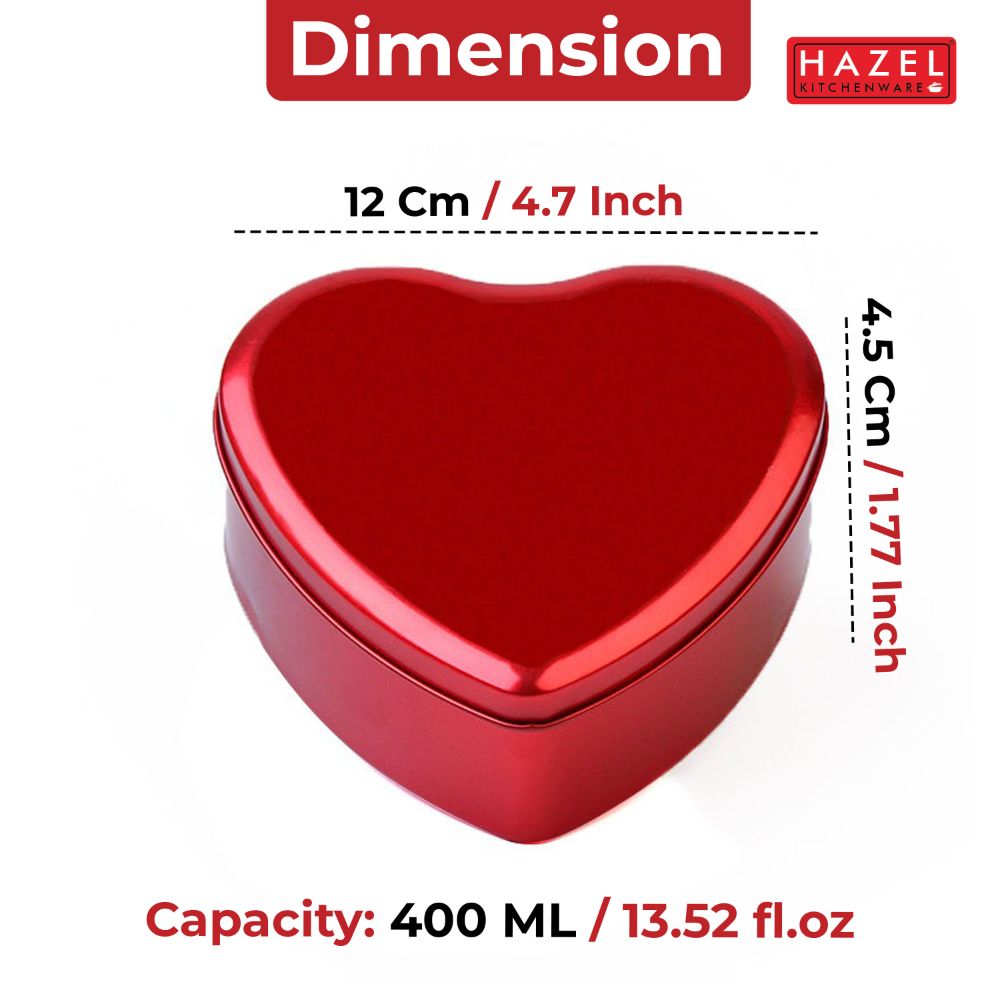 HAZEL Tin Valentine Heart Containers | Red Heart-Shaped Gift Box for Chocolates, Candies & Return Gifts
