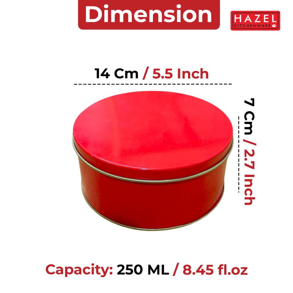 HAZEL Gifting Containers 250 ML | Medium Red Tin Container for Sweets, Dry Fruits & Chocolates (Set of 3)