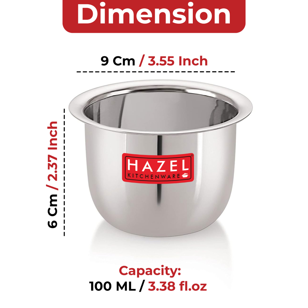 HAZEL Stainless Steel Tea Glasses Mini Traditional Design Coffee Milk Serving Glass Patra Pela Set of 3, 9 cm, 100 ML, Silver