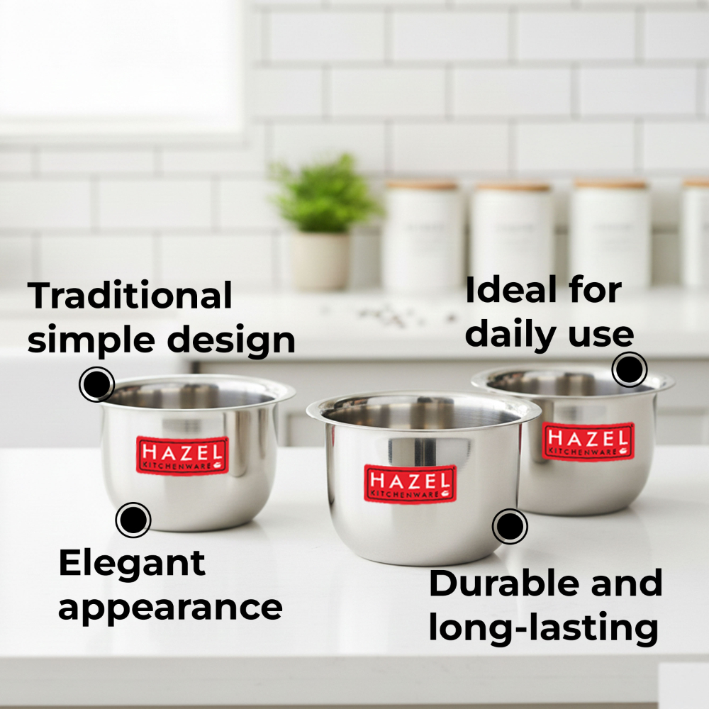 HAZEL Stainless Steel Tea Glasses Mini Traditional Design Coffee Milk Serving Glass Patra Pela Set of 3, 9 cm, 100 ML, Silver