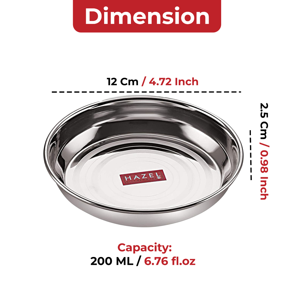 HAZEL Stainless Steel Dishes for Serving | Quarter Serving Dishes with mirror Finish Set of 6