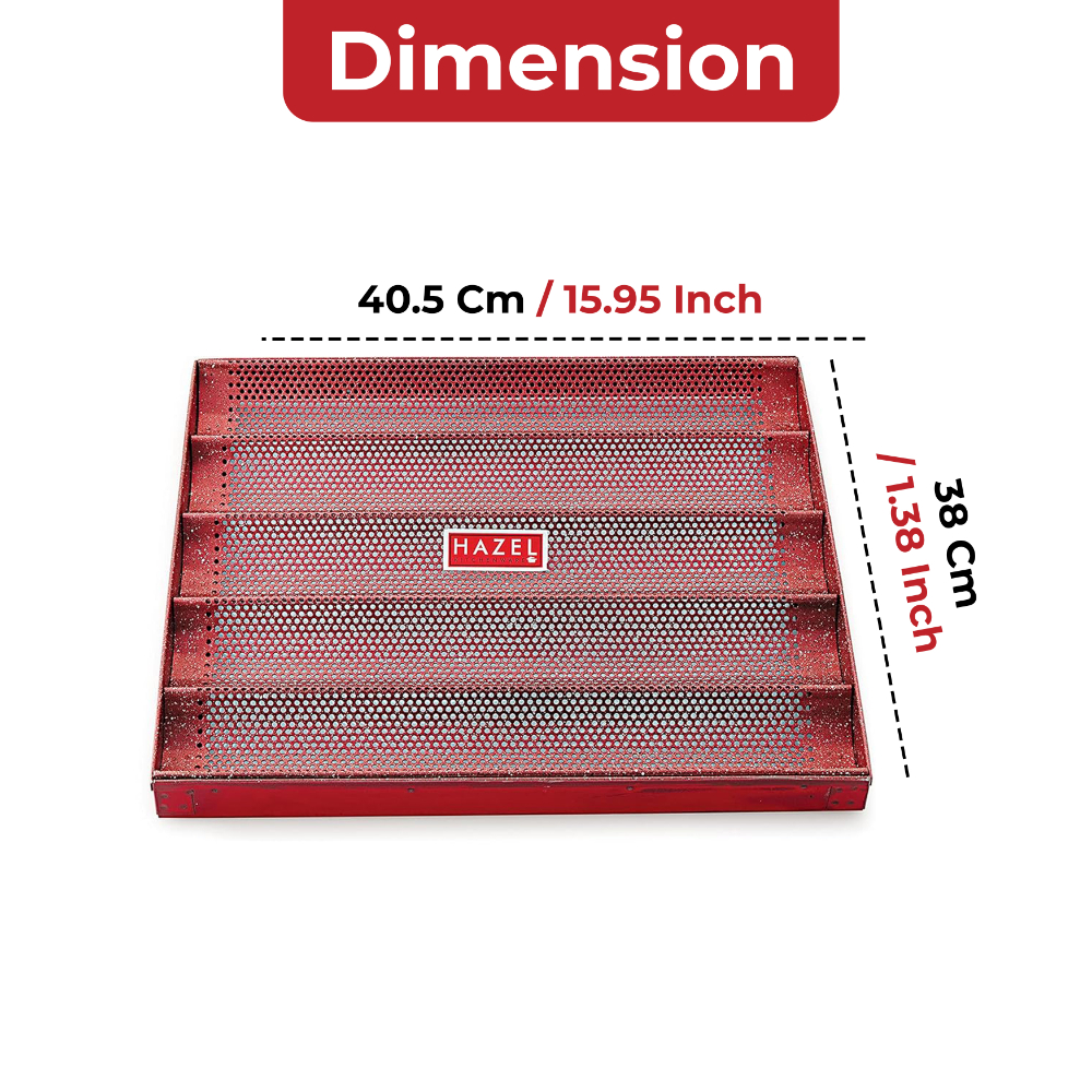 HAZEL Long French Bread Tray Heavy Gauge (16x15\\) Aluminized Steel Non Stick Loaf Subway Mould Baguette Mold for Microwave Oven OTG Baking Pan\