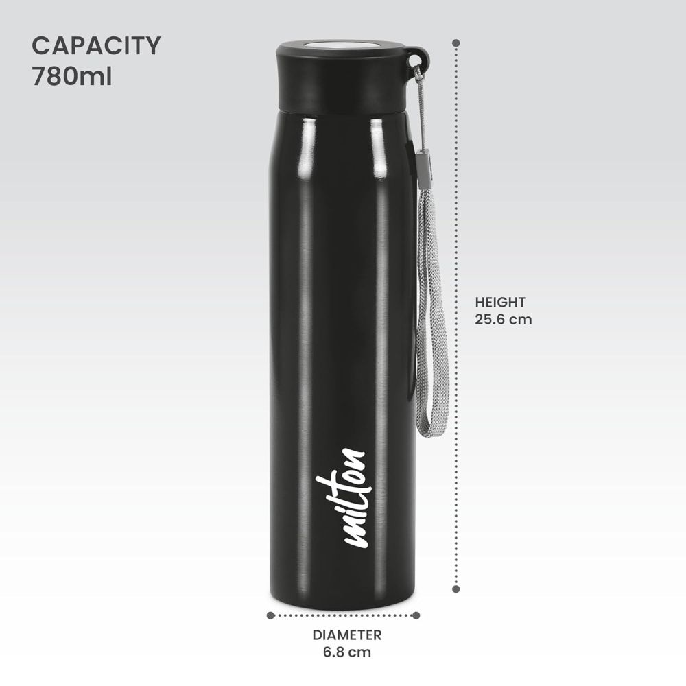 Milton Handy 850 18/8 Stainless Steel Fridge Water Bottle 780 ml, Black
