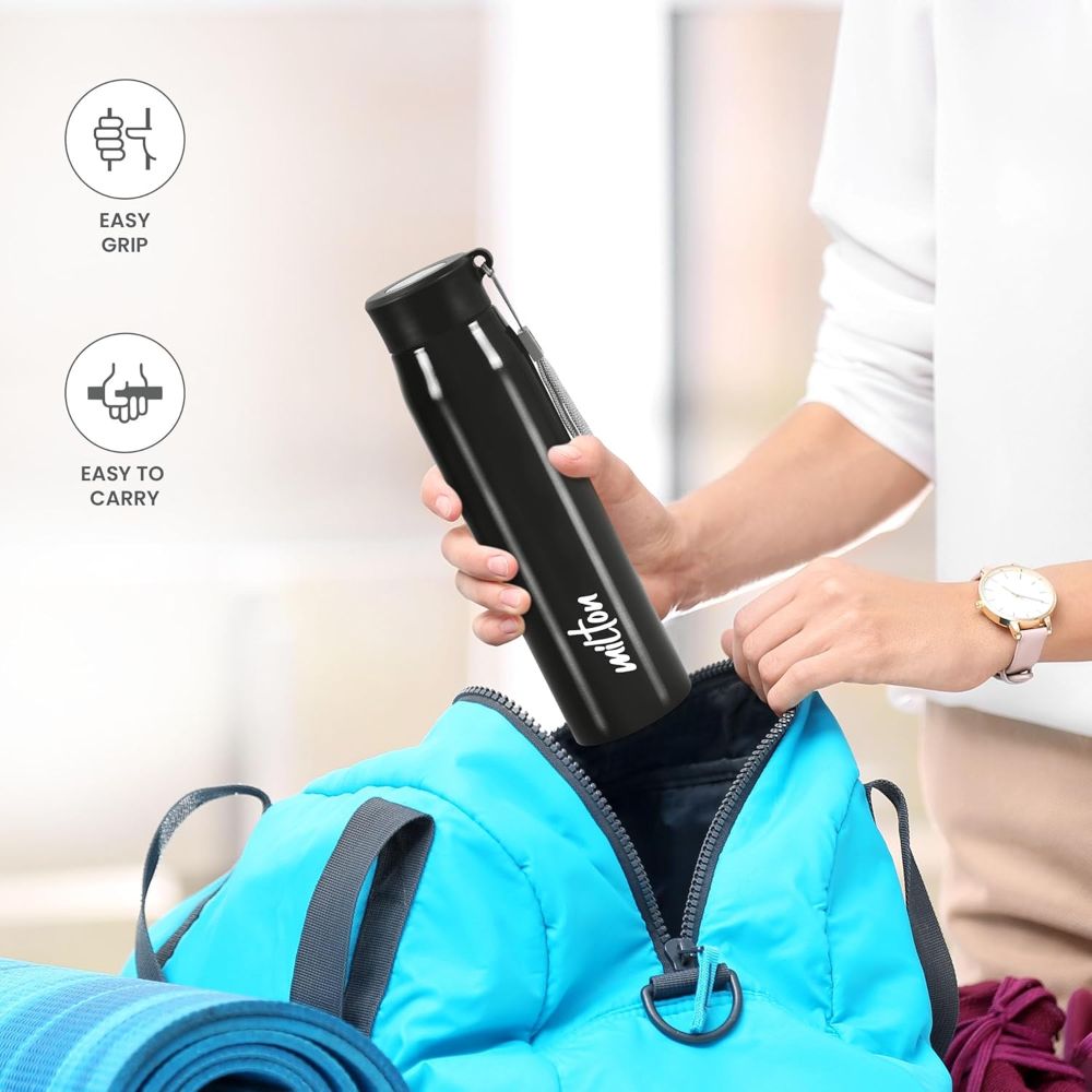 Milton Handy 850 18/8 Stainless Steel Fridge Water Bottle 780 ml, Black