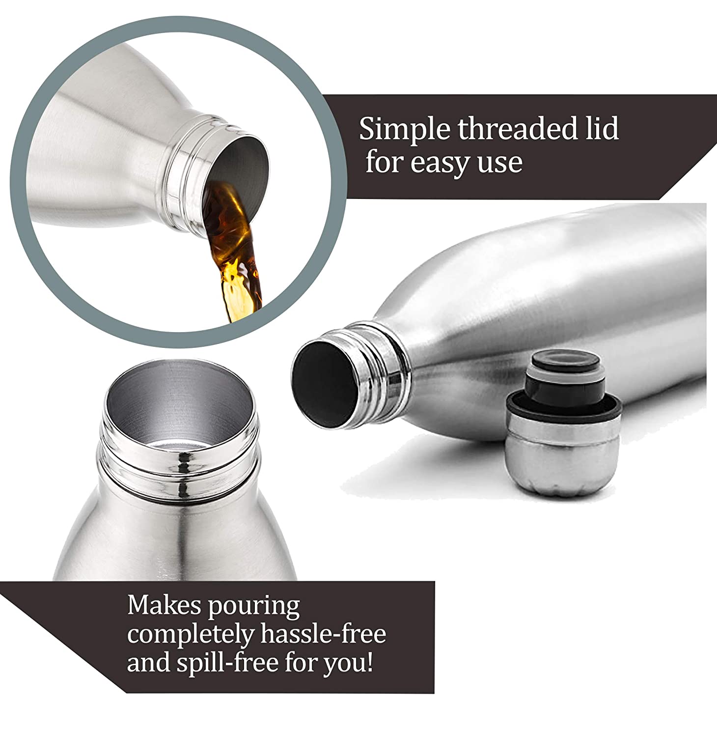 Milton Insulated Steel Bottles Thermosteel Duo Dlx 1000 ml, Steel Plain