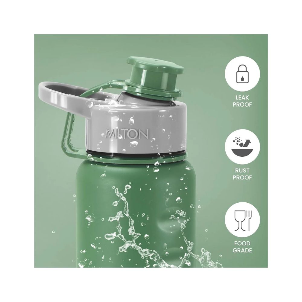 Milton Gripper 1000 Stainless Steel Easy Grip Leak Proof Water Bottle, 920 ml, Green