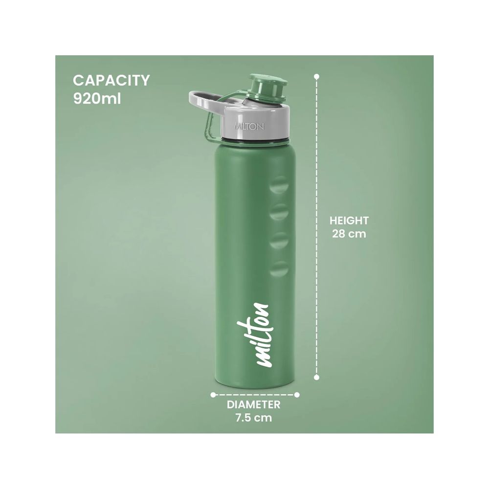 Milton Gripper 1000 Stainless Steel Easy Grip Leak Proof Water Bottle, 920 ml, Green
