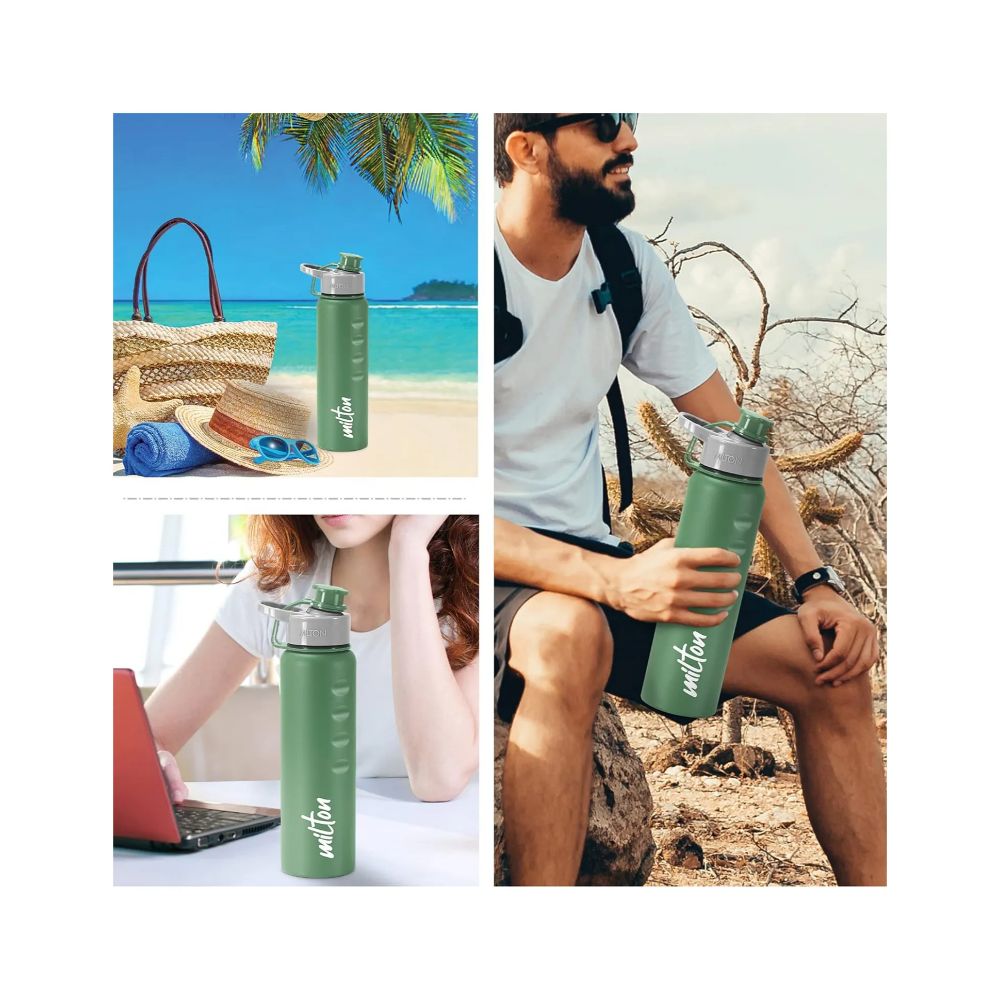 Milton Gripper 1000 Stainless Steel Easy Grip Leak Proof Water Bottle, 920 ml, Green