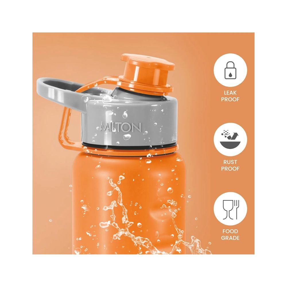 Milton Gripper 1000 Stainless Steel Easy Grip Leak Proof Water Bottle, 920 ml, Orange