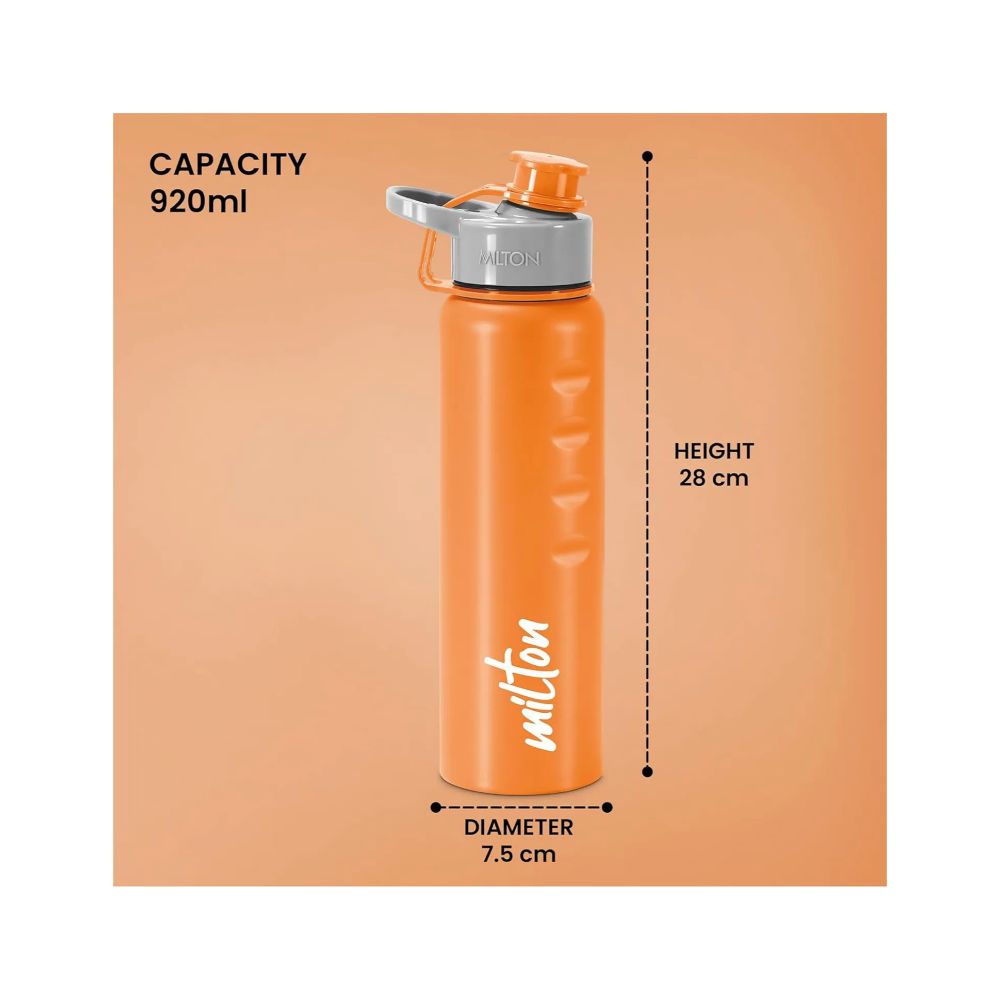 Milton Gripper 1000 Stainless Steel Easy Grip Leak Proof Water Bottle, 920 ml, Orange