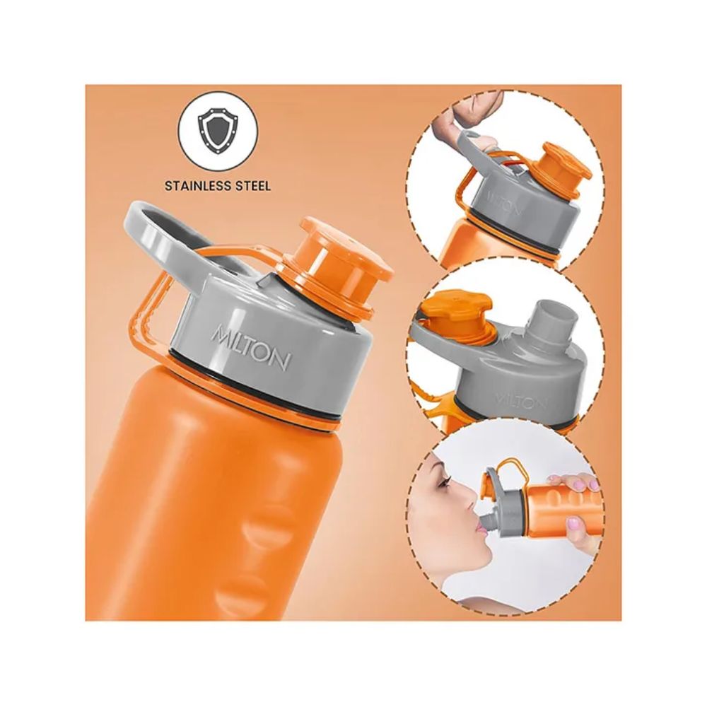 Milton Gripper 1000 Stainless Steel Easy Grip Leak Proof Water Bottle, 920 ml, Orange