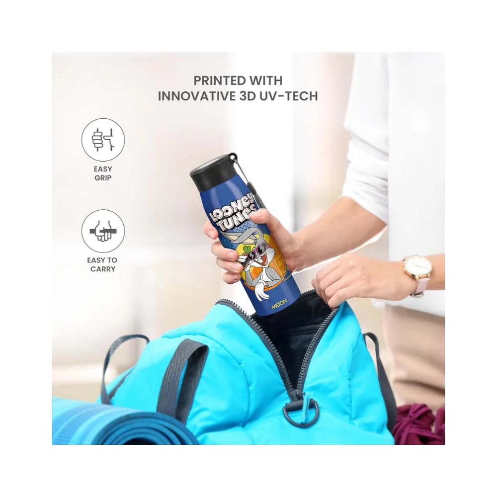 Milton Handy Design 650 (Looney Tunes - Bunny) Stainless Steel Leak Proof Water Bottle, 690 ML, Dark Blue