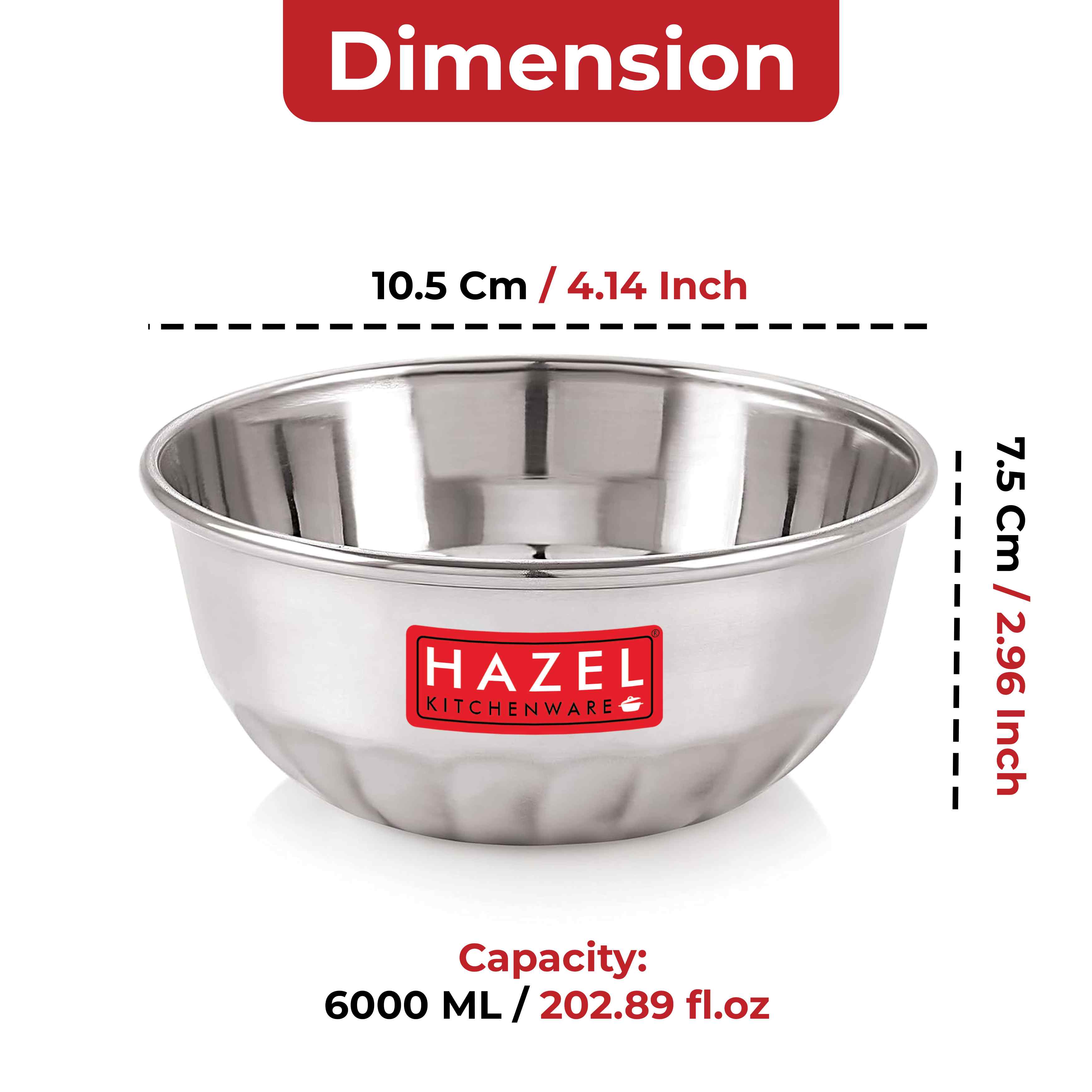 HAZEL Stainless Steel Serving Bowl Wati Dessert Vati Katori, Set of 6, 300 ML Each, Silver