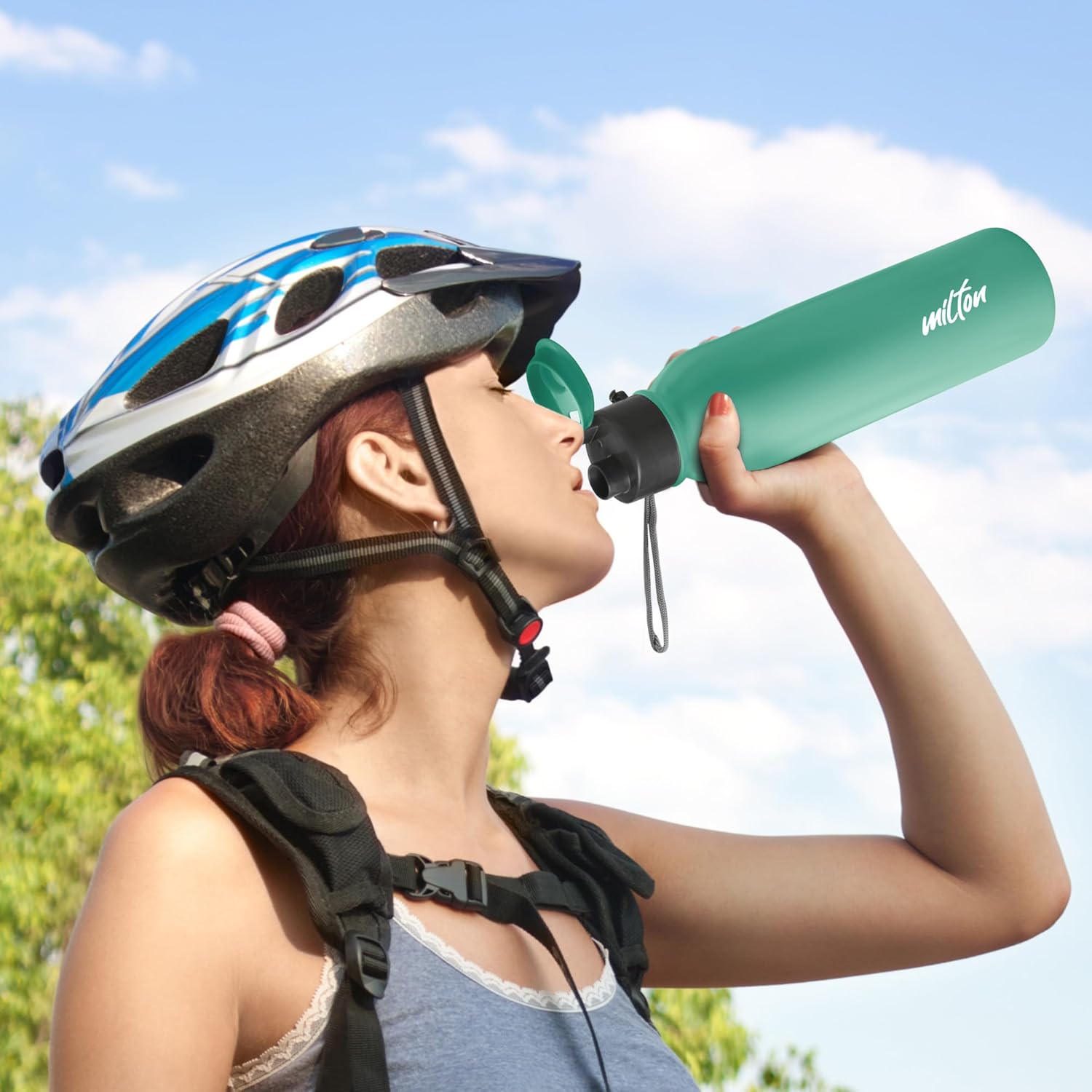 MILTON Caper 1000 Stainless Steel Water Bottle 870 ml, Single Walled, ISI Certified I Leak Proof Lid, Rust Proof I For School, Office, Gym I Mint Green