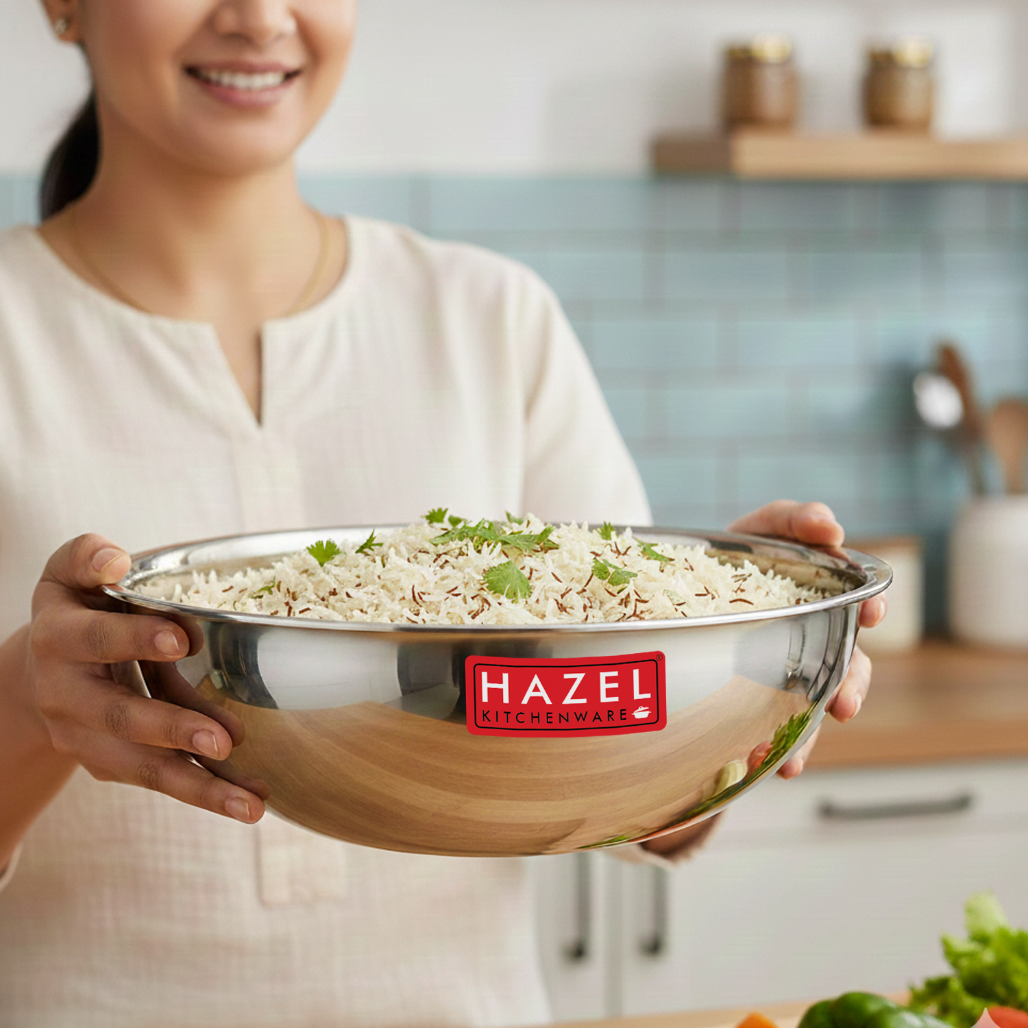 HAZEL Triply Stainless Steel Induction Bottom Tasra Tasla, 5 Litre, 32.1 cm