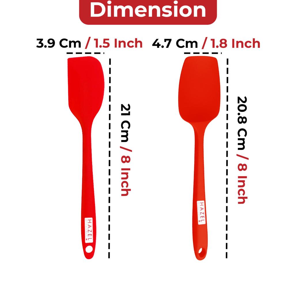 HAZEL Silicone Spatula & Spoonula Combo (Red, 8 inch)