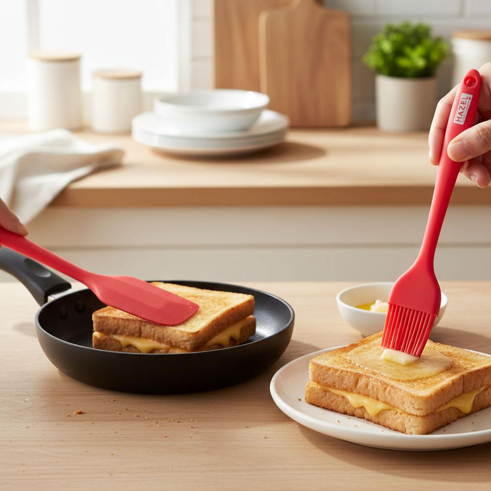 HAZEL Silicone Spatula & Brush Combo Set of 2 | 8 inch