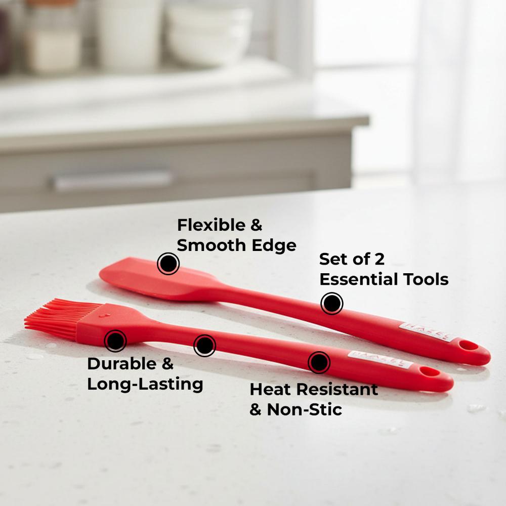 HAZEL Silicone Spatula & Brush Combo Set of 2 | 8 inch