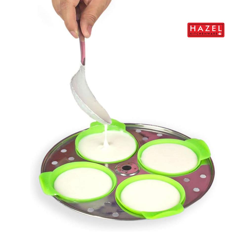 HAZEL Silicone Idli Maker (Pack of 8) | Non-Stick & Heat Resistant Idli Mould for Soft, Perfect Idlis | Compatible with Steel Plates & Steamers | Easy to Clean (Assorted)