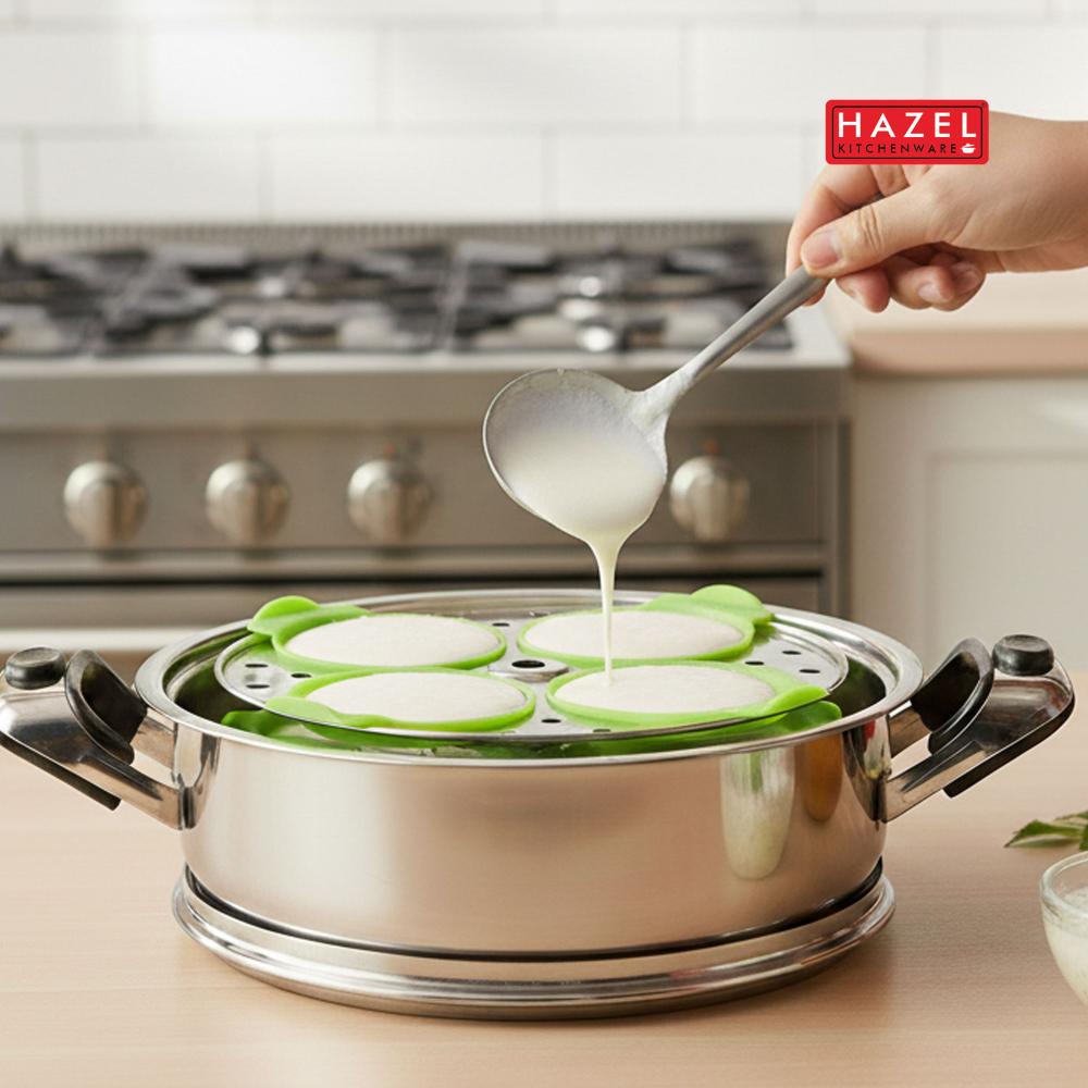 HAZEL Silicone Idli Maker (Pack of 8) | Non-Stick & Heat Resistant Idli Mould for Soft, Perfect Idlis | Compatible with Steel Plates & Steamers | Easy to Clean (Assorted)