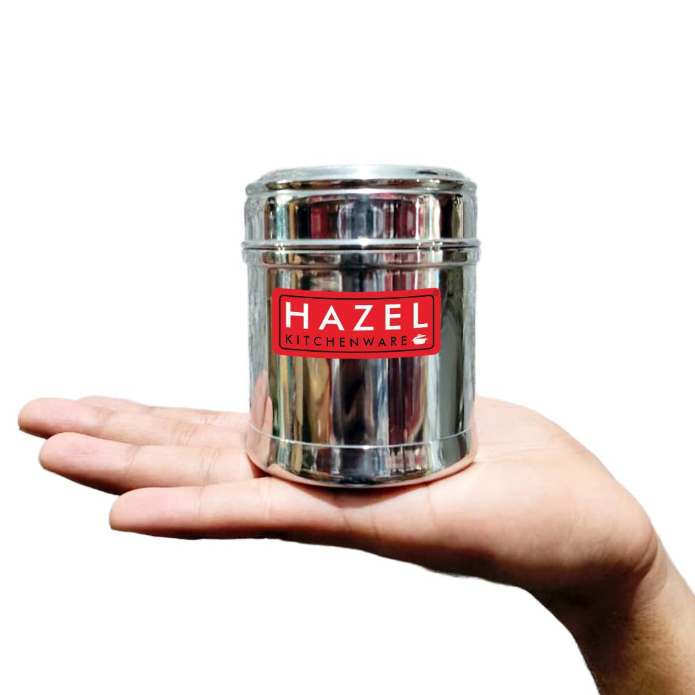 HAZEL Stainless Steel Kitchen Container 300ml with Transparent See-Through Lid | Airtight Storage Jar for Spices, Dry Fruits, Snacks