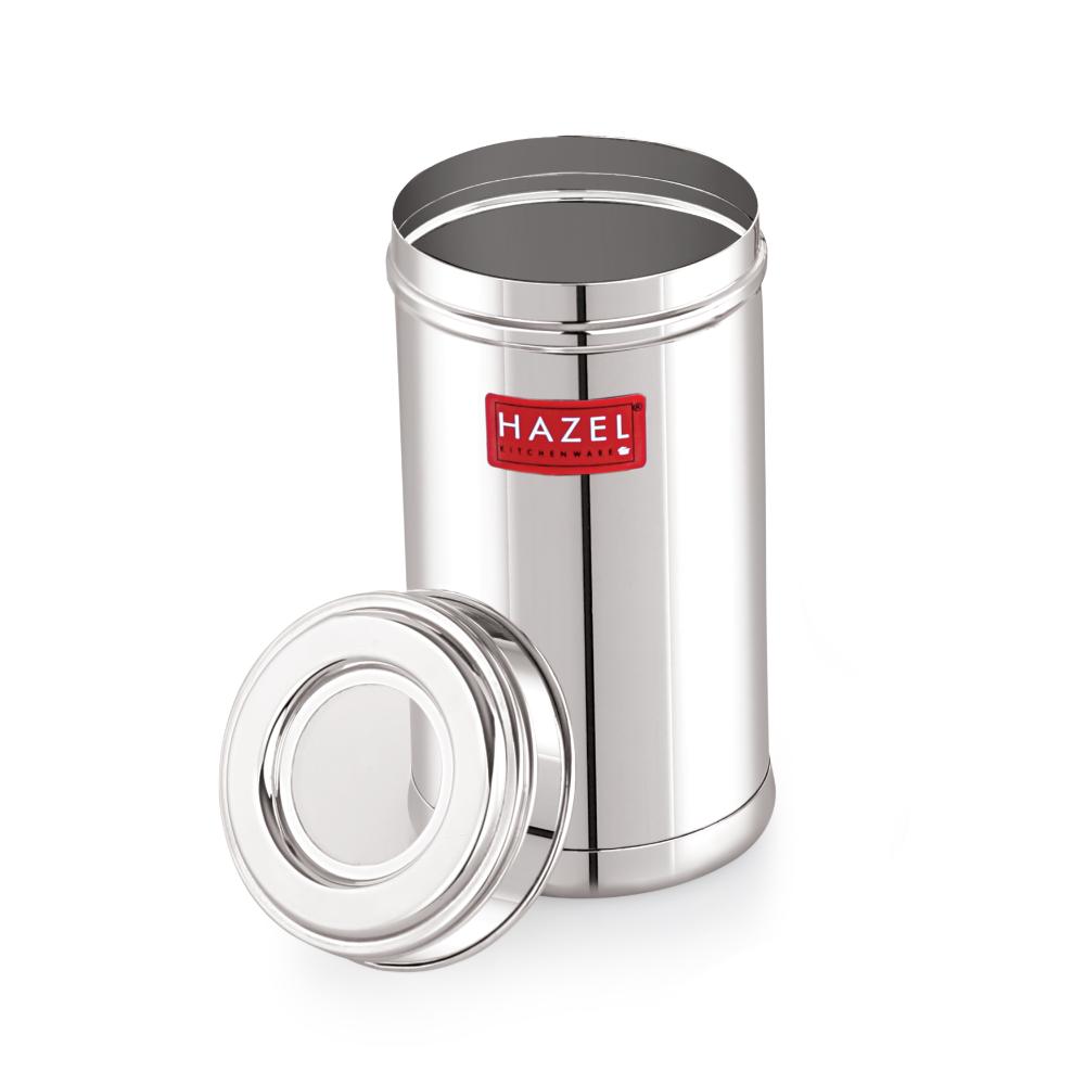 HAZEL Stainless Steel Kitchen Container 500ml with Transparent See-Through Lid | Airtight Spice & Dry Fruit Storage Jar