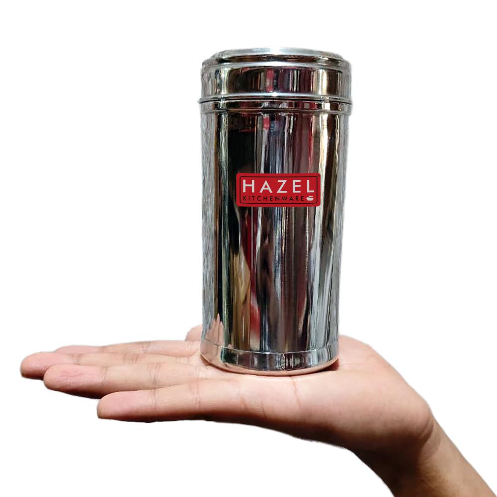 HAZEL Stainless Steel Kitchen Containers 500ml Set of 2 with Transparent See-Through Lids | Airtight Spice & Dry Fruit Storage Jars