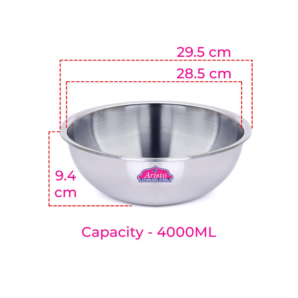 Aristo Triply Induction Friendly Tasra With Stainless Steel Lid, Silver, 28.5 cm, 4 Litre