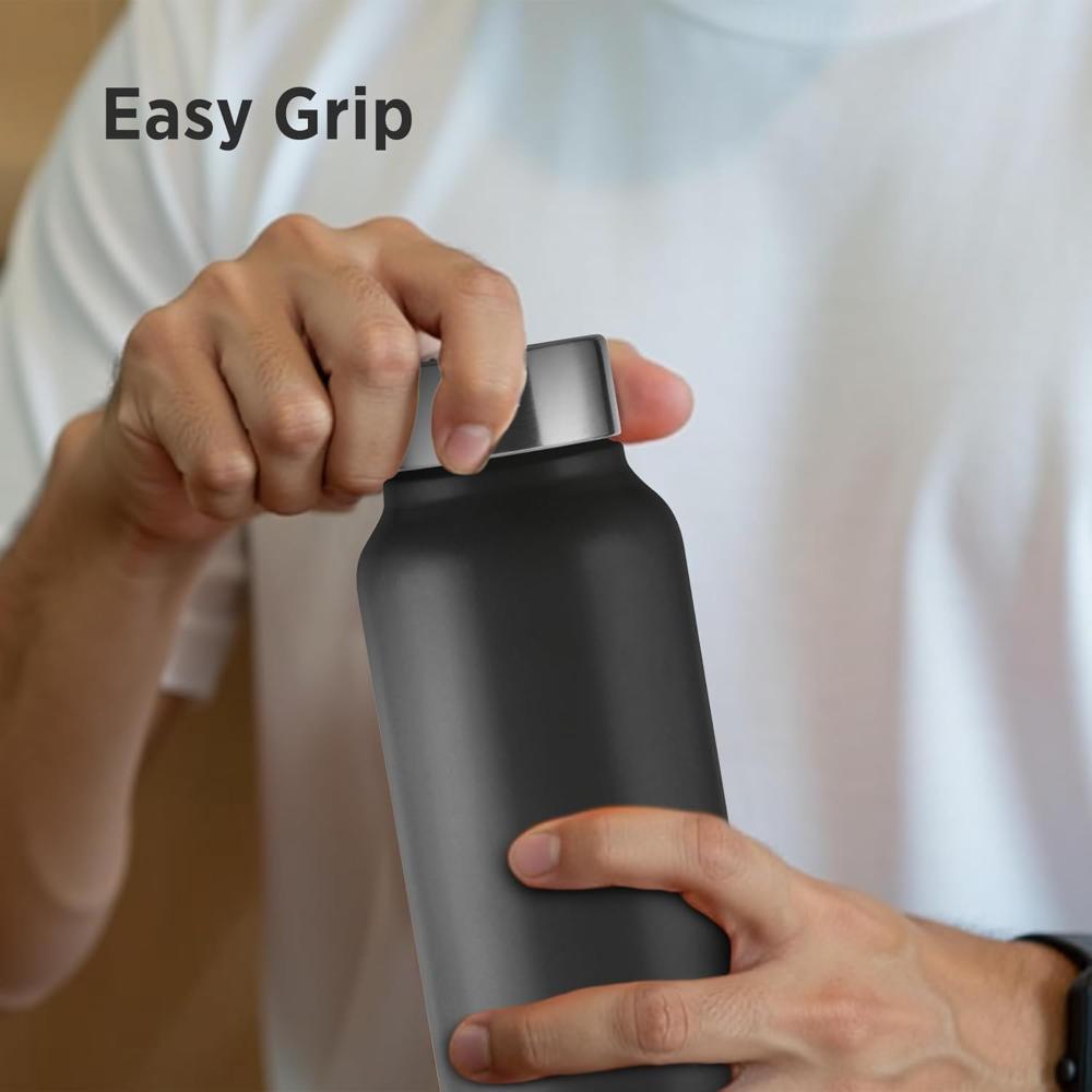 Milton Flint Stainless Steel Water Bottle I ISI Certified I Soft Powder Coat Premium Finish I Leak Proof - Light Weight I for Office, School, College, 980 ml, Black