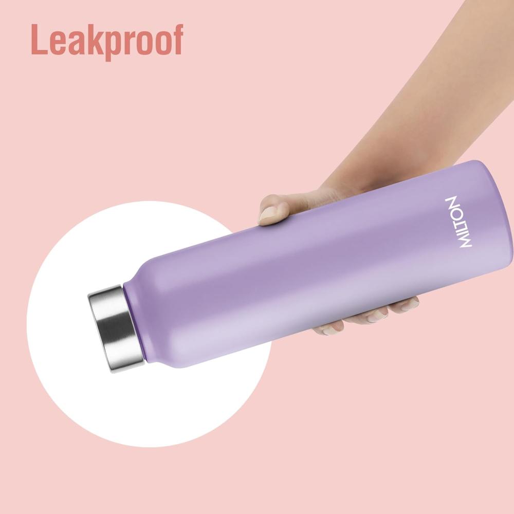 Milton Flint Stainless Steel Water Bottle I ISI Certified I Soft Powder Coat Premium Finish I Leak Proof - Light Weight I for Office, School, College, 980 ml, Purple