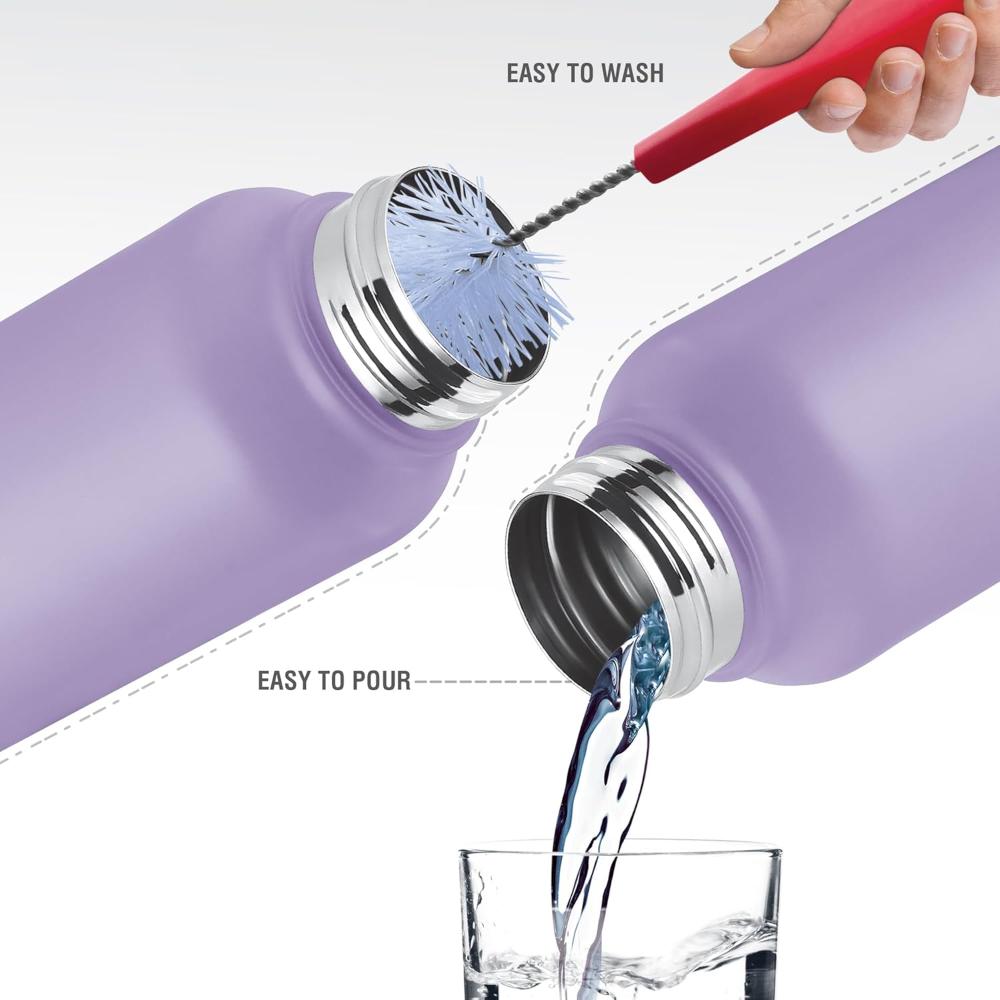 Milton Flint Stainless Steel Water Bottle I ISI Certified I Soft Powder Coat Premium Finish I Leak Proof - Light Weight I for Office, School, College, 980 ml, Purple
