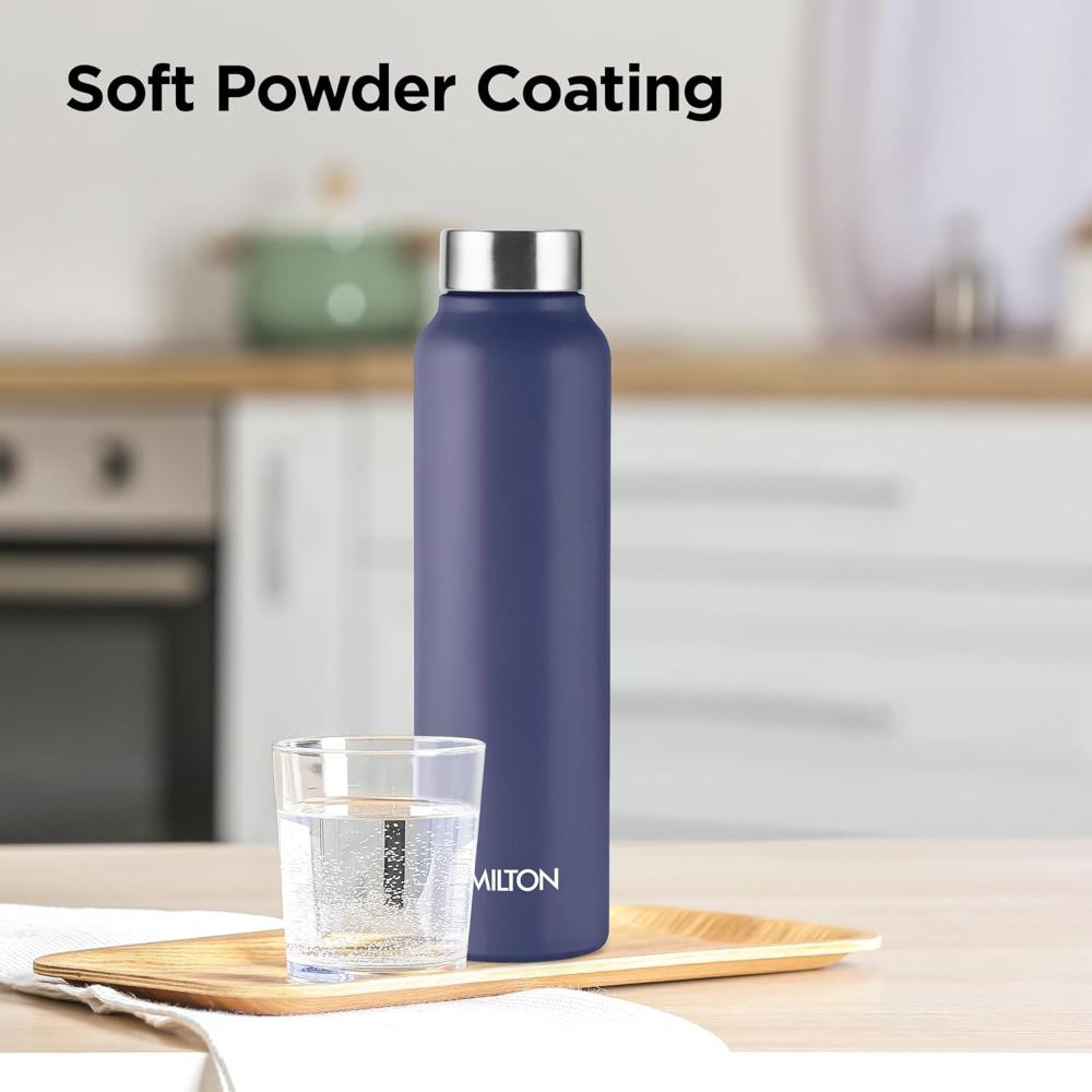 Milton Flint Stainless Steel Water Bottle I ISI Certified I Soft Powder Coat Premium Finish I Leak Proof - Light Weight I for Office, School, College, 980 ml, Neon Green