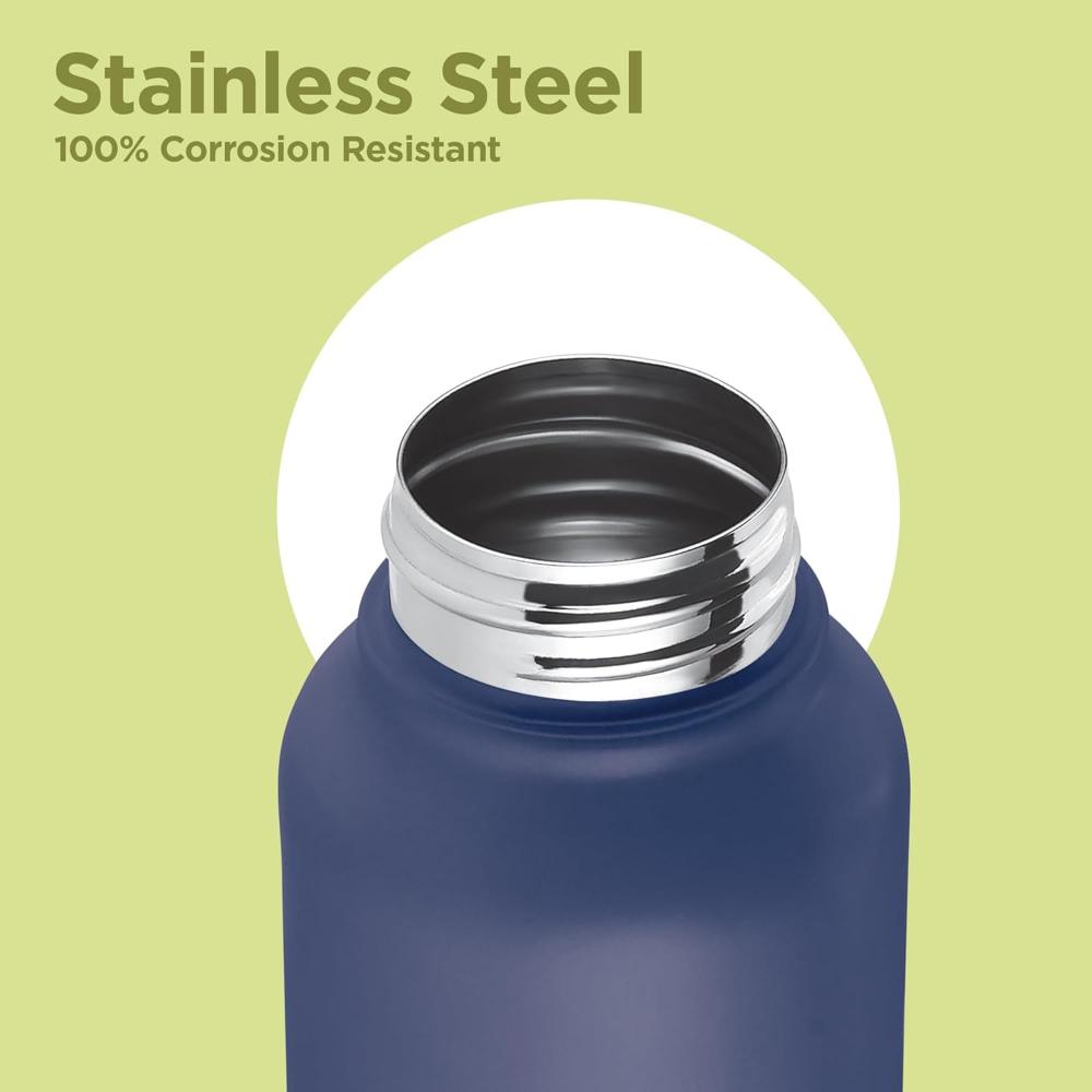 Milton Flint Stainless Steel Water Bottle I ISI Certified I Soft Powder Coat Premium Finish I Leak Proof - Light Weight I for Office, School, College, 980 ml, Neon Green