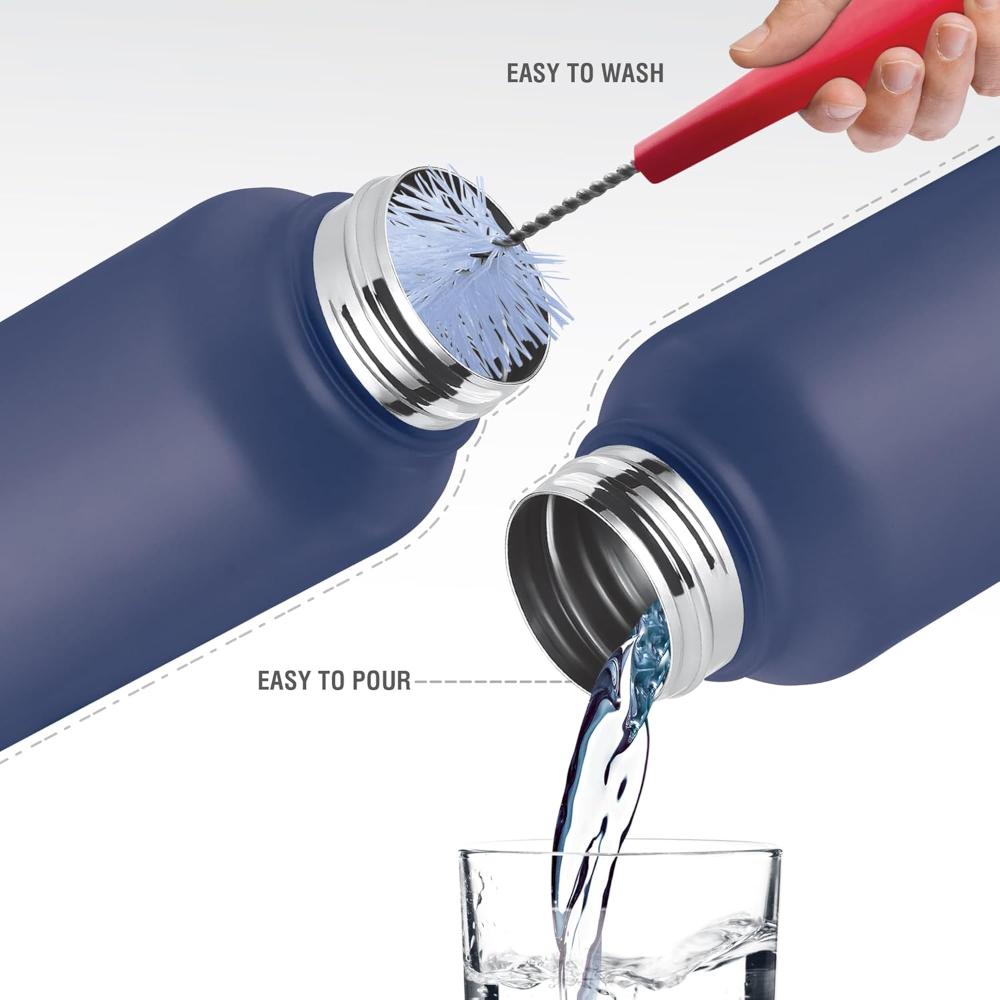 Milton Flint Stainless Steel Water Bottle I ISI Certified I Soft Powder Coat Premium Finish I Leak Proof - Light Weight I for Office, School, College, 980 ml, Neon Green