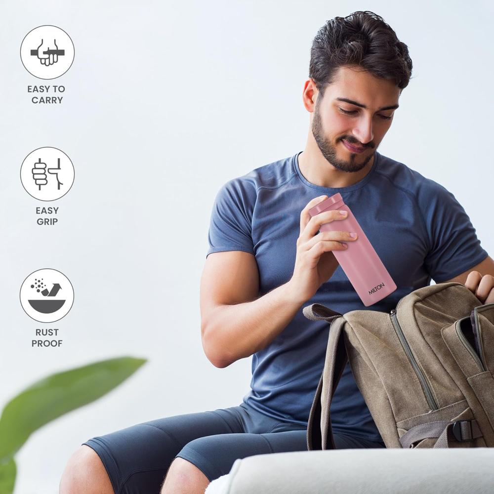 Milton Minimate 300 Thermosteel Water Bottle, 280ml | ISI Certified, SS304 Stainless Steel | Vacuum Insulated Flask, Hot & Cold, Leak-Proof, Compact for Office, Gym, Travel | Berry