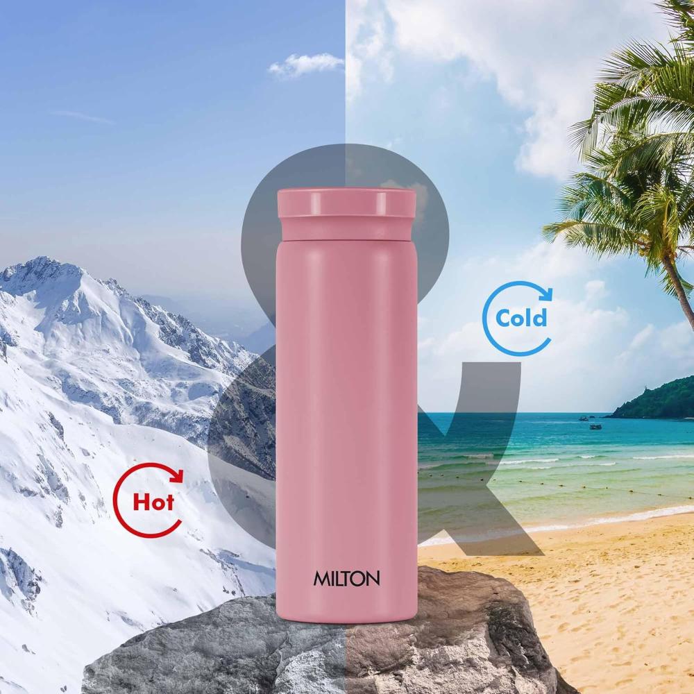 Milton Minimate 300 Thermosteel Water Bottle, 280ml | ISI Certified, SS304 Stainless Steel | Vacuum Insulated Flask, Hot & Cold, Leak-Proof, Compact for Office, Gym, Travel | Berry