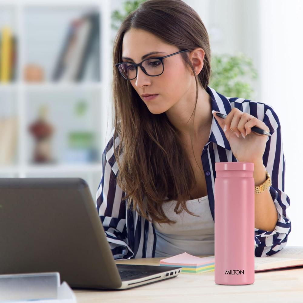 Milton Minimate 300 Thermosteel Water Bottle, 280ml | ISI Certified, SS304 Stainless Steel | Vacuum Insulated Flask, Hot & Cold, Leak-Proof, Compact for Office, Gym, Travel | Berry