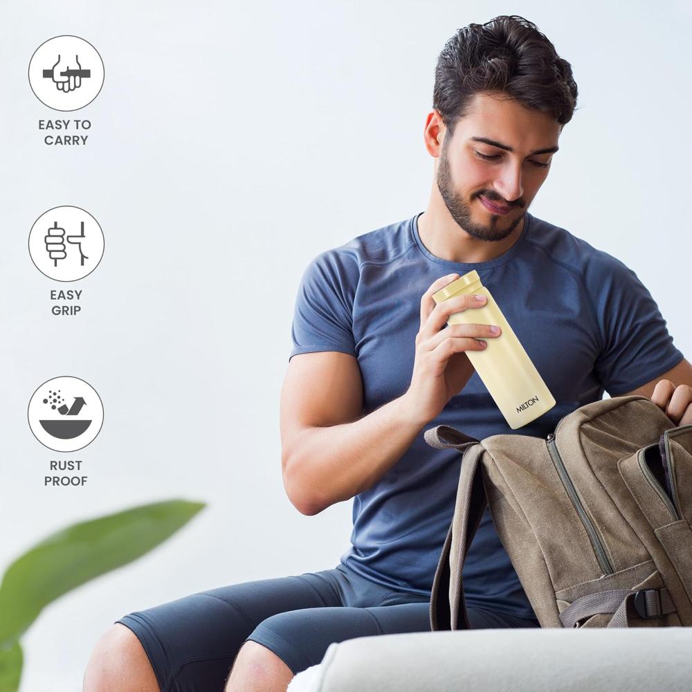 Milton Minimate 300 Thermosteel Water Bottle, 280ml | ISI Certified, SS304 Stainless Steel | Vacuum Insulated Flask, Hot & Cold, Leak-Proof, Compact for Office, Gym, Travel | Ivory