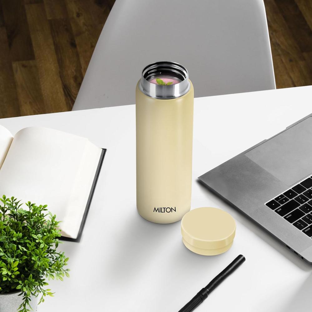 Milton Minimate 300 Thermosteel Water Bottle, 280ml | ISI Certified, SS304 Stainless Steel | Vacuum Insulated Flask, Hot & Cold, Leak-Proof, Compact for Office, Gym, Travel | Ivory