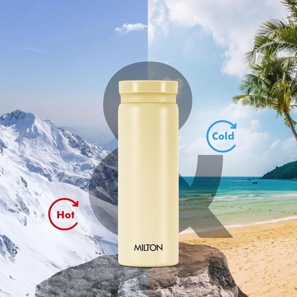 Milton Minimate 300 Thermosteel Water Bottle, 280ml | ISI Certified, SS304 Stainless Steel | Vacuum Insulated Flask, Hot & Cold, Leak-Proof, Compact for Office, Gym, Travel | Ivory