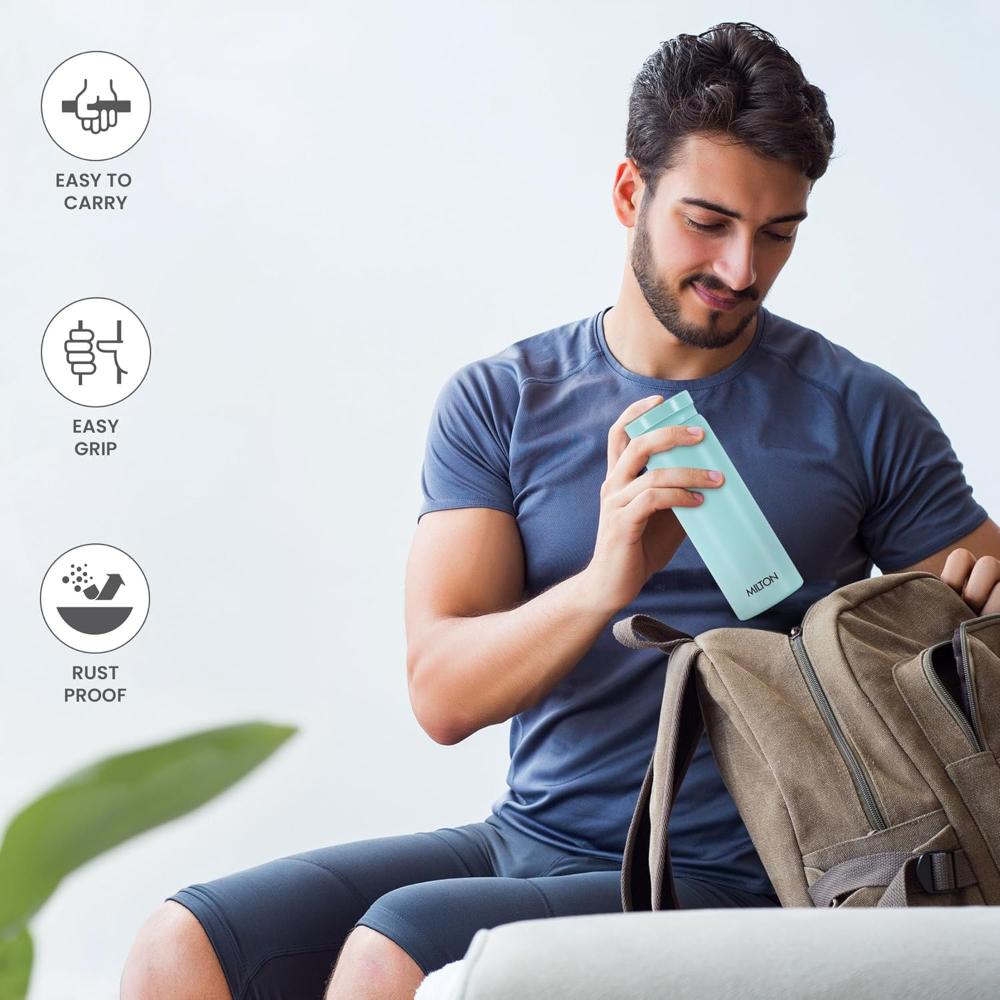 Milton Minimate 300 Thermosteel Water Bottle, 280ml | ISI Certified, SS304 Stainless Steel | Vacuum Insulated Flask, Hot & Cold, Leak-Proof, Compact for Office, Gym, Travel | Blue