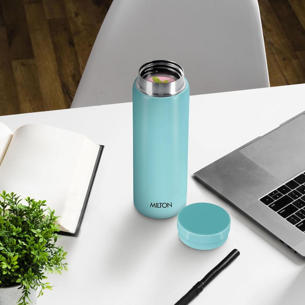 Milton Minimate 300 Thermosteel Water Bottle, 280ml | ISI Certified, SS304 Stainless Steel | Vacuum Insulated Flask, Hot & Cold, Leak-Proof, Compact for Office, Gym, Travel | Blue