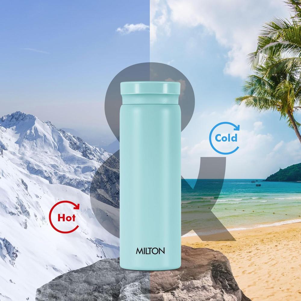 Milton Minimate 300 Thermosteel Water Bottle, 280ml | ISI Certified, SS304 Stainless Steel | Vacuum Insulated Flask, Hot & Cold, Leak-Proof, Compact for Office, Gym, Travel | Blue