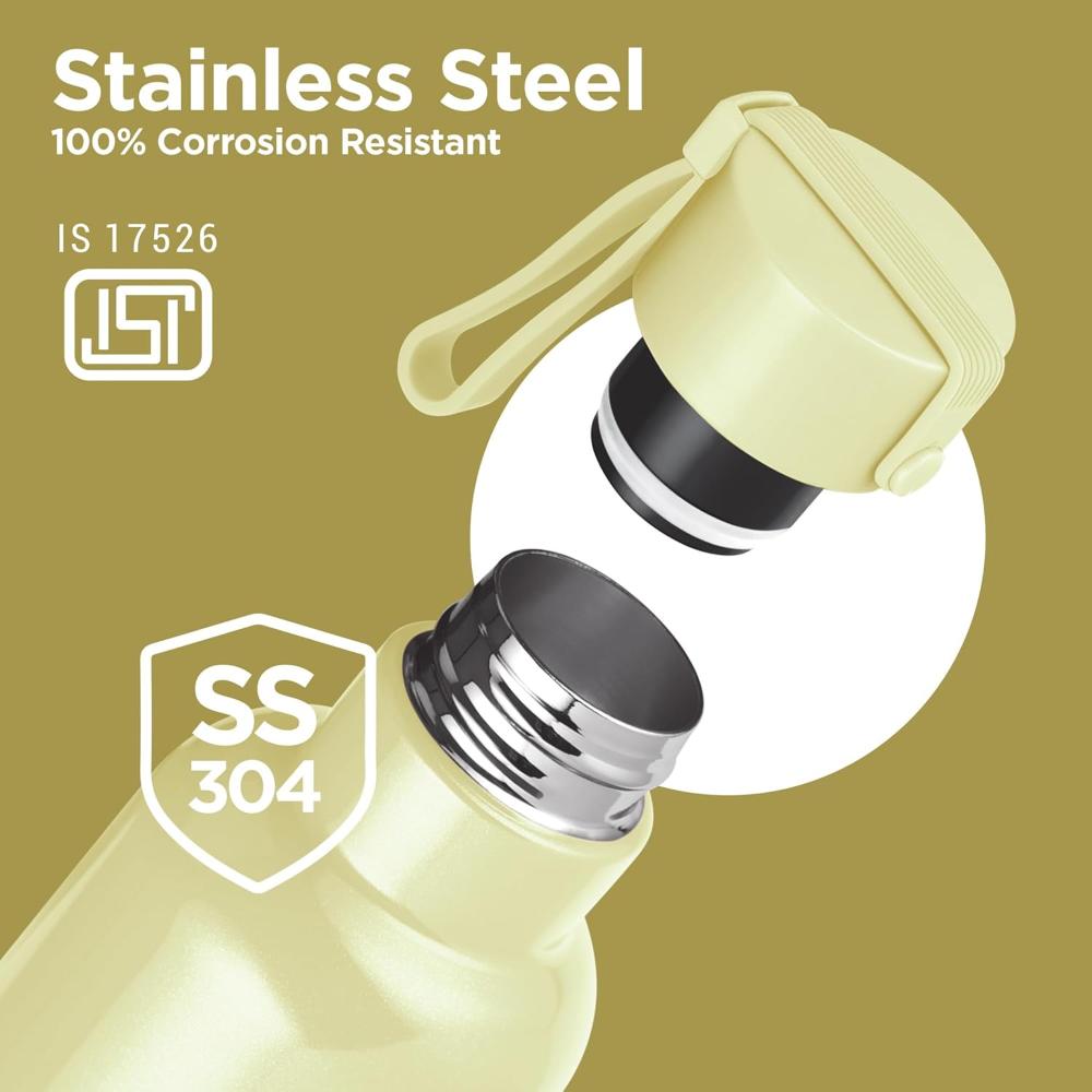 Milton Felice 900 Thermosteel Water Bottle 715 ml, 24 Hr Hot and Cold I Leak Proof Lid, ISI Certified I Vacuum Insulated I for Office, Gym, School I Ivory