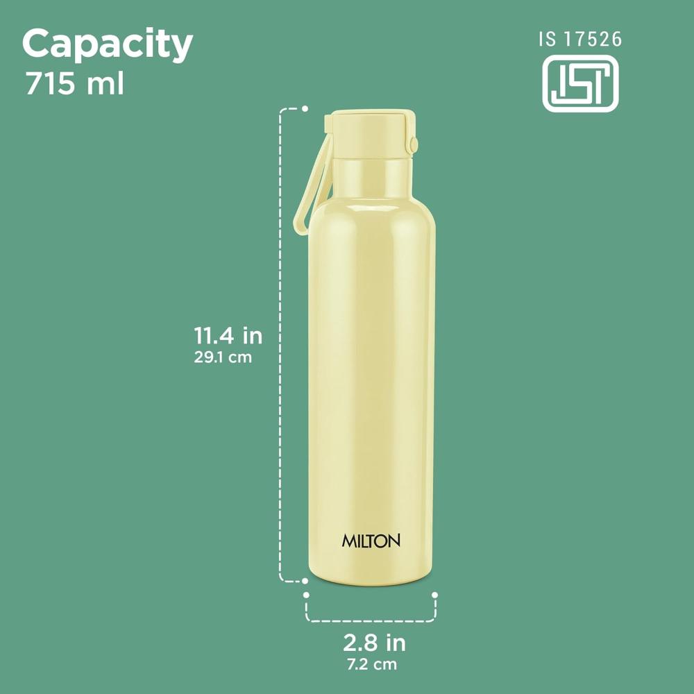 Milton Felice 900 Thermosteel Water Bottle 715 ml, 24 Hr Hot and Cold I Leak Proof Lid, ISI Certified I Vacuum Insulated I for Office, Gym, School I Ivory