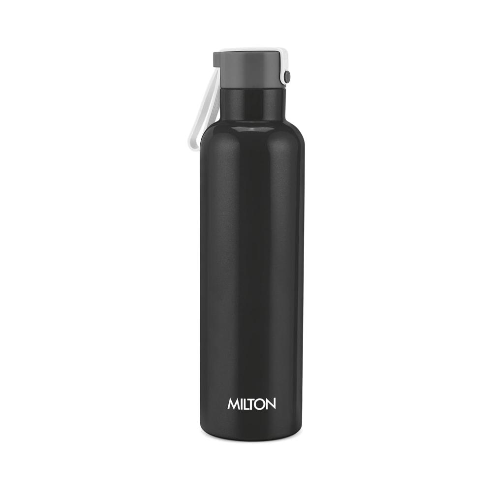Milton Felice 900 Thermosteel Water Bottle 715 ml, 24 Hr Hot and Cold I Leak Proof Lid, ISI Certified I Vacuum Insulated I for Office, Gym, School I Black