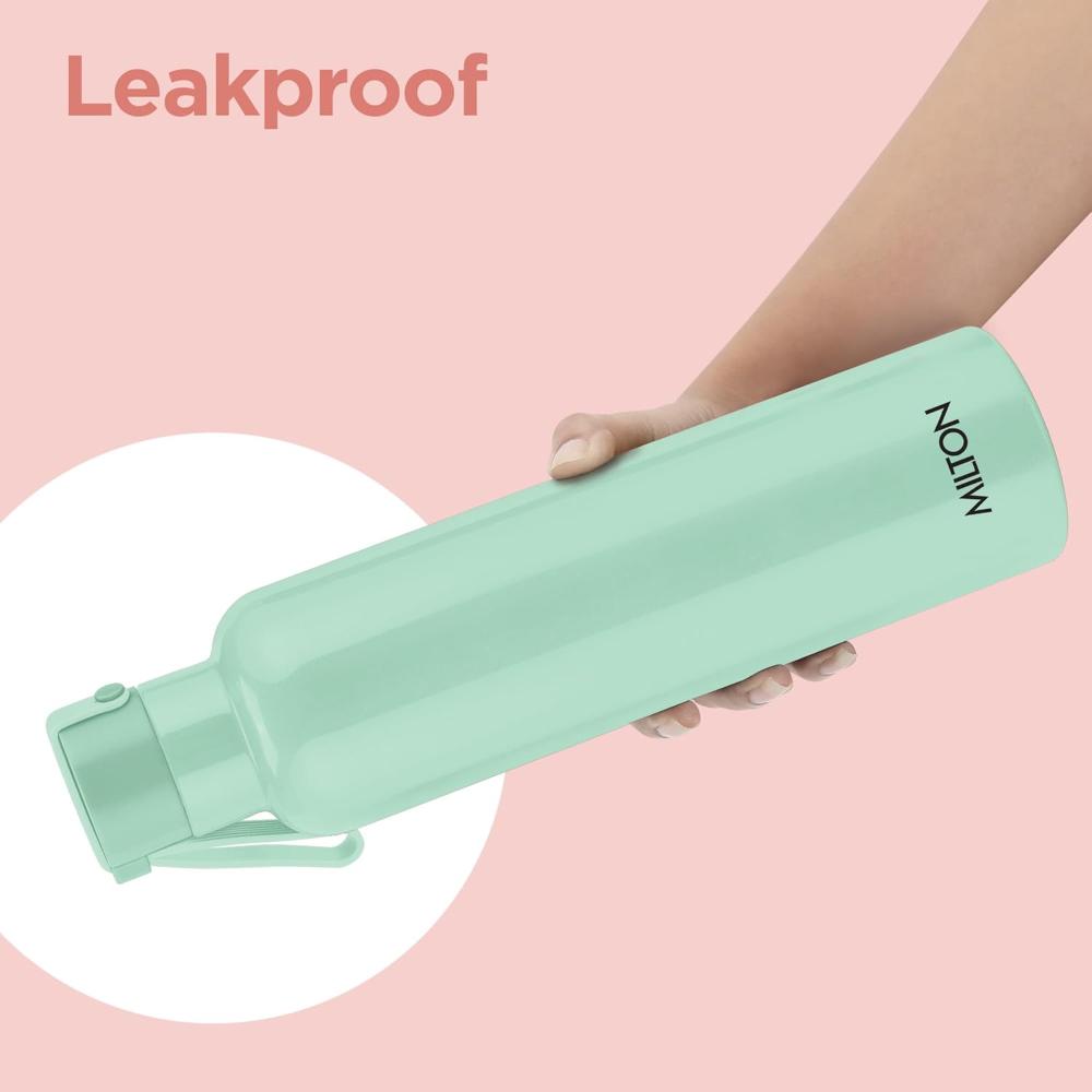 Milton Felice 900 Thermosteel Water Bottle 715 ml, 24 Hr Hot and Cold I Leak Proof Lid, ISI Certified I Vacuum Insulated I for Office, Gym, School I Light Green
